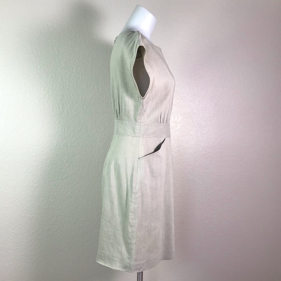 THEORY TAN LINEN DRESS WITH POCKETS - Picture 4 of 8